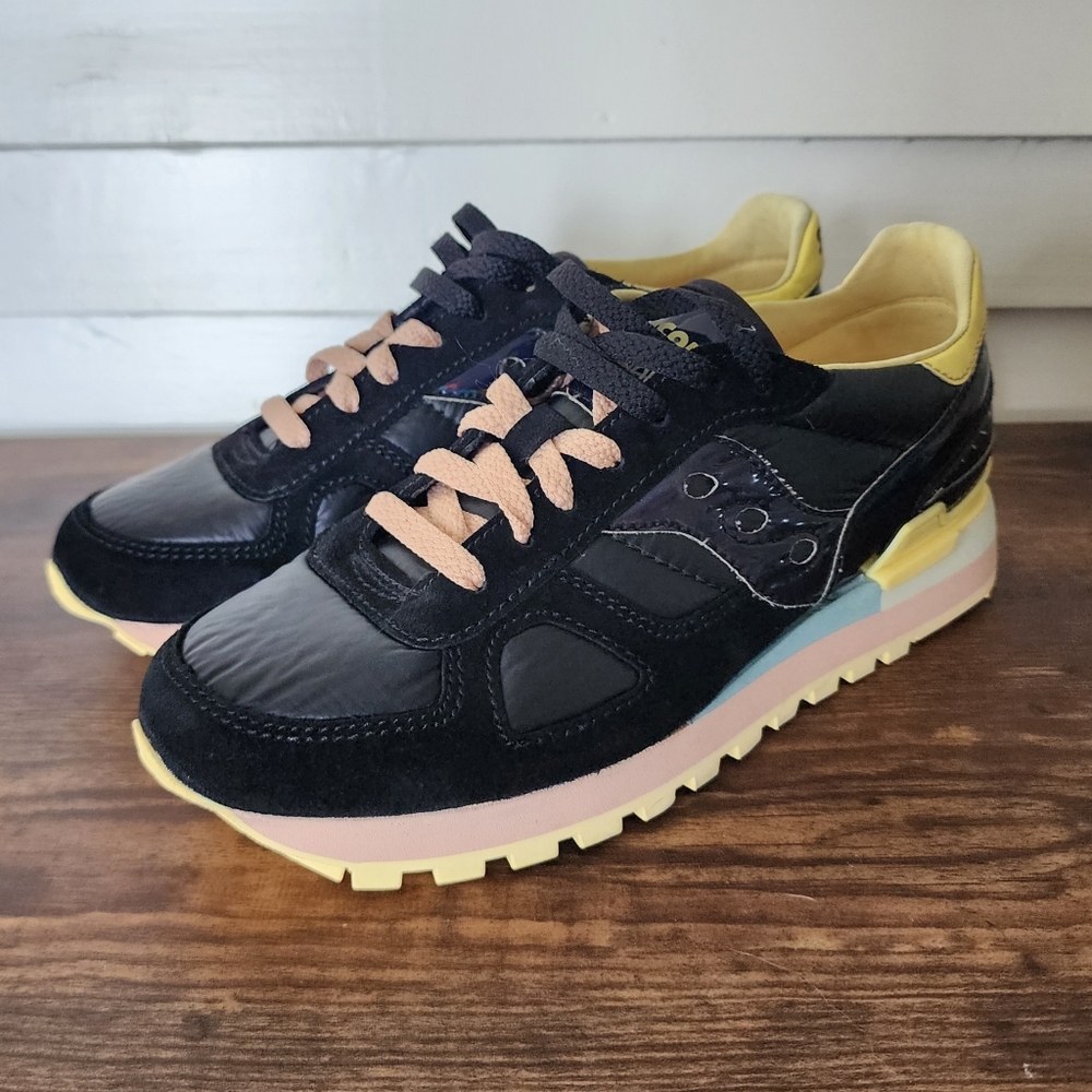 SAUCONY Women's SHADOW ORIGINAL in Black Yellow S60591-1 Size US 8